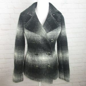 Victoria's Secret Plaid Pea Coat Wool Blend